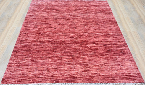 8 X 10 Feet Wool Area Rug, Red Color Hand Knot Rug, Indoor Floor Covering Rug, Contemporary Rug, Indian Handmade Carpet Home Decor